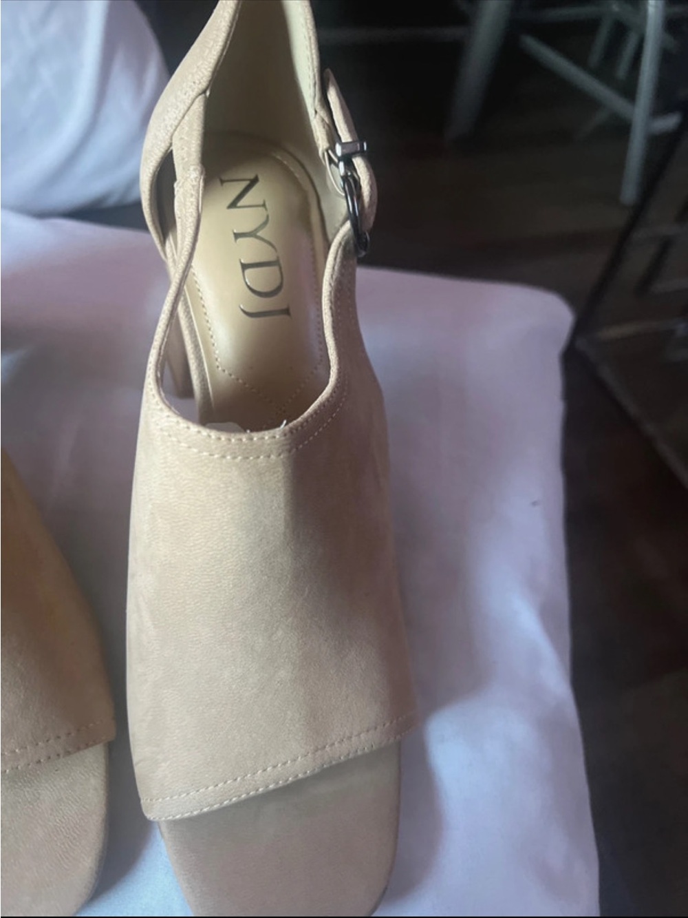 NYDJ Beige Open-Toe Slingback Mules